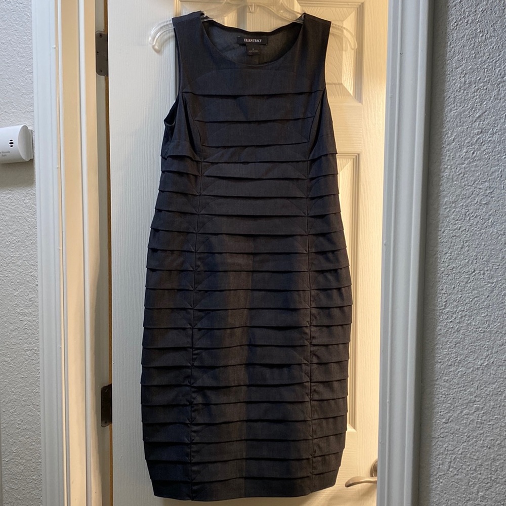 Ellen Tracy dark gray paneled dress
